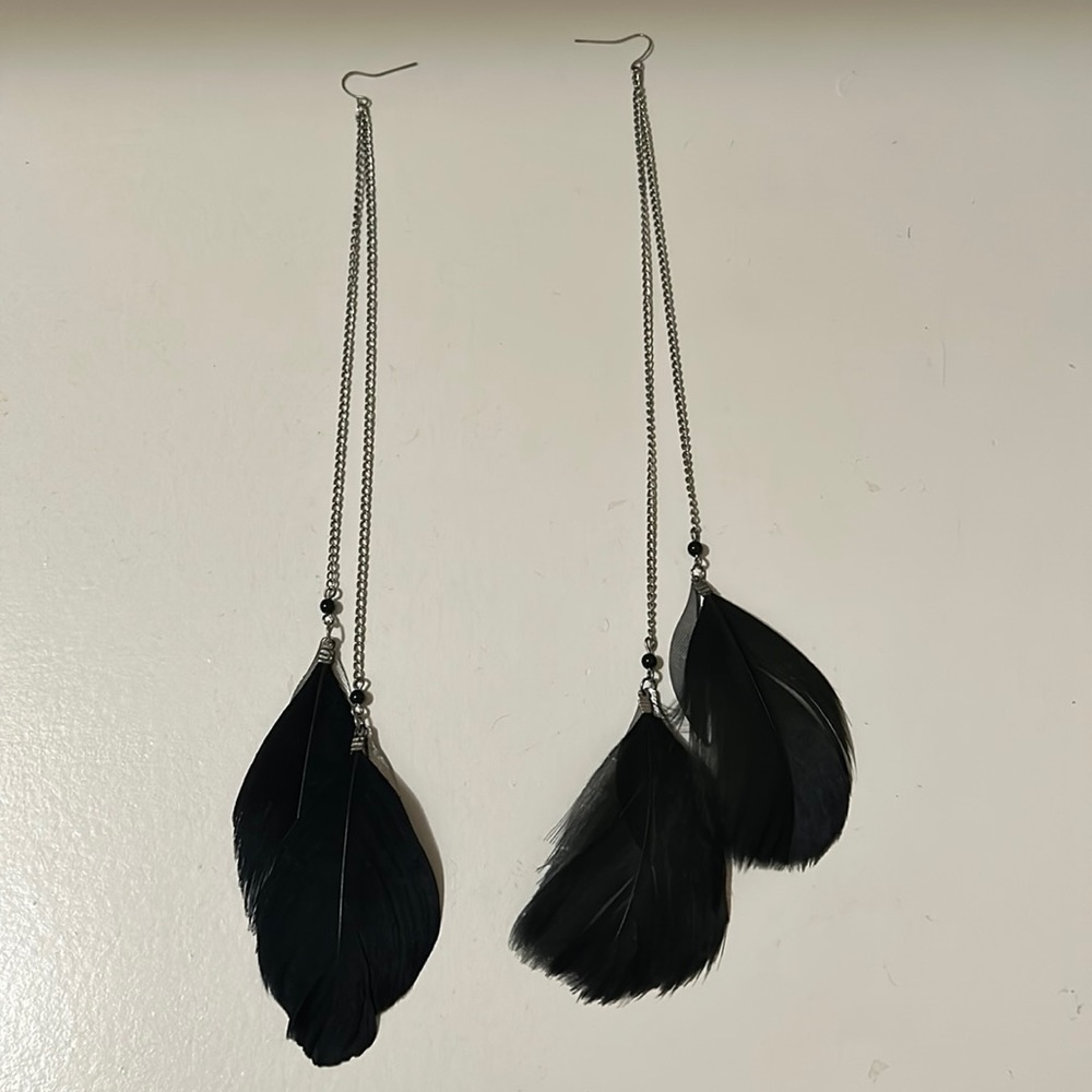 Black Feather Earrings